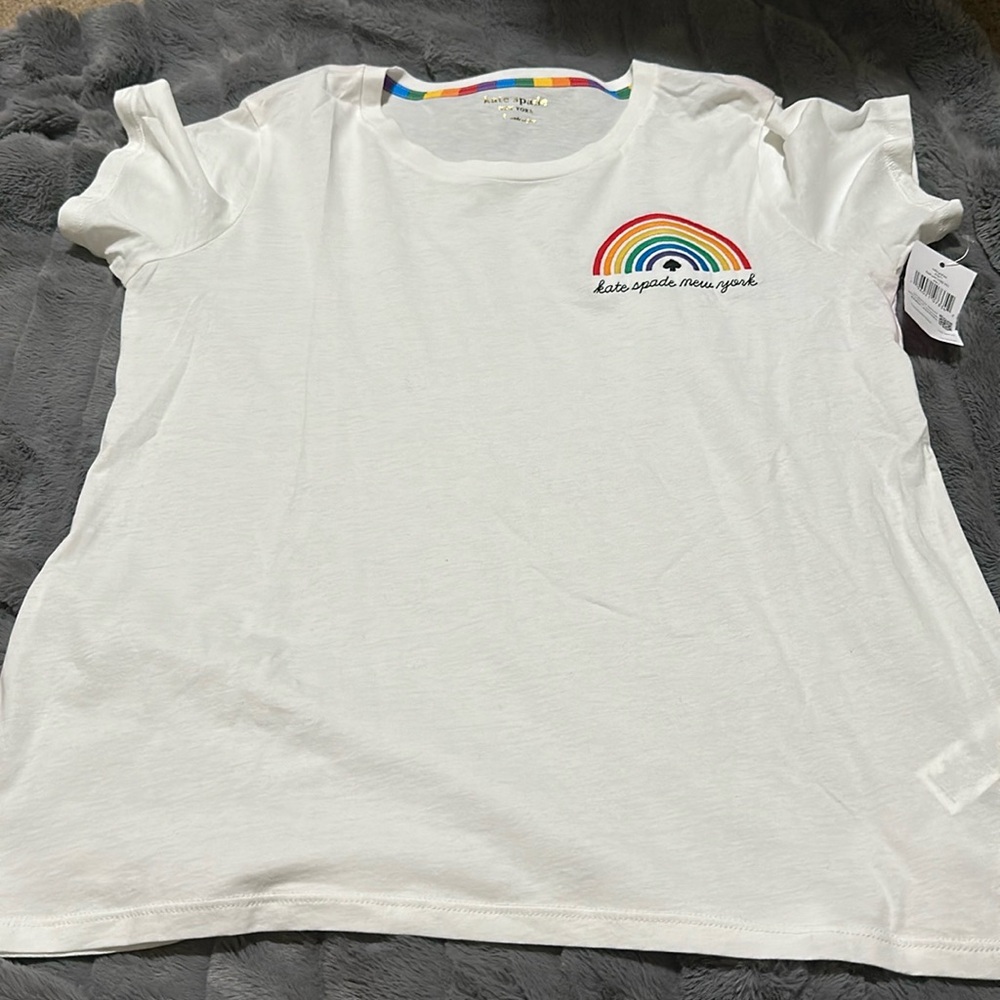Kate Spade Embroidered Rainbow Pride Tee Size Large NWT